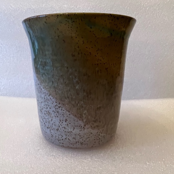 Carmen’s Pottery Maple Leaf Imprint Green Aqua Planter Vase & bowl - Picture 4 of 11